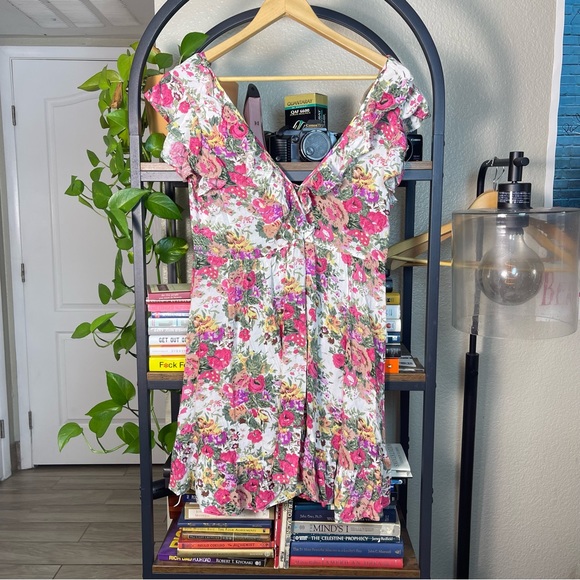 Auguste The Label Floral Pattern Mini Dress Boho Size 4 Colorful Pink Spring - Picture 2 of 11